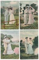 6 db RÉGI romantikus motívum képeslap vegyes minőségben: szerelmes páros sorozat / 6 pre-1908 romantic motive postcards in mixed quality: couples in love series