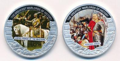 Libéria 2009. 5$ Cu "Nagy Hadvezérek - Árpád fejedelem" multicolor, tanúsítvánnyal + Palau 2013. 1$ Cu "Nagy Hadvezérek - Hunyadi János" multicolor, tansúítvánnyal T:PP Liberia 2009. 5 Dollars Cu "The Greatest Warlords of History - Árpád prince of the Magyars" multicolor, with certificate + Palau 2013. 1 Dollar Cu "The Greatest Warlords of History - Hunyadi János" multicolor, with certificate C:PP