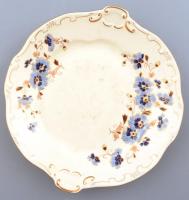 Zsolnay búzavirág mintás tányér. Kézzel festett, jelzett, mázrepedésekkel, d: 24,5 cm