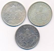 1992-1993. 200Ft Ag "MNB" (3xklf) T:1-,2 patina Adamo F13