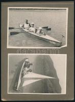 Evezősök, vitorlázók a Dunakanyarban, 4 db albumlapra ragasztott fotó, 9×13 cm