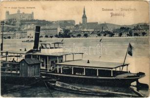 Pozsony, Pressburg, Bratislava; Dunasor, vár, gőzhajó. Divald Károly 526. / castle, Danube, steamship (EK)