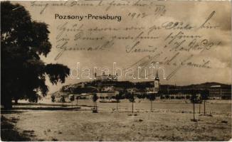 1912 Pozsony, Pressburg, Bratislava; Dunapart. Hardtmuth E. / Danube riverside (kis felszíni sérülés / small surface damage)