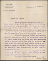 1914 Kolozsvár, Erdélyi Bank és Takarékpénztár Rt. fejléces papírja, 1914. feb. 21., hajtott, kis szakadással, rajta gépelt levéllel.