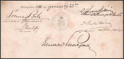 1886 A budapesti M. Kir. Állatorvosi Tanintézet bizonyítványa patkolókovács részére, koronás, nemzet...