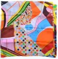 Passigatti színes retró mintás selyem kendő, kb. 110x107 cm