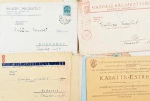 cca 1920-1940 Meghívó, reklám és számla gyűjtemény. Egy címzett nagyrészt különféle báli meghívói, b...