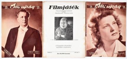 1925 Filmjáték filmművészeti szemle szerk: Hevesy Iván. I. évf. 2. szám. RItkaság, kissé sérült borítóval + 1941 Mozi Újság 2 db száma