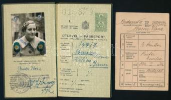 1937, 1940 Magyar Királyság által kiállított fényképes útlevél, személyi lappal / Hungarian passport