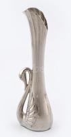 Hattyús egyszálas váza, nikkelezett fém, m: 18 cm