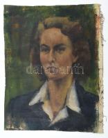 Jelzés nélkül, XX. sz. közepe: Fiatal hölgy portréja. Olaj, vászon, kissé sérült, 48×41 cm