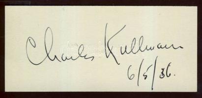 1936 Charles Kullman operaénekes aláírása W. Szentgyörgyi Elvira hírlapíró gyűjteményéből