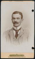 cca 1900-1910 Pozsonyi Hajós Egylet tagjának igazolvány fotója, keményhátú Fink Sándor műterméből, a felületén szárazbélyegzővel, a hátoldalán elmosódott névvel, körbevágott, 10x6 cm