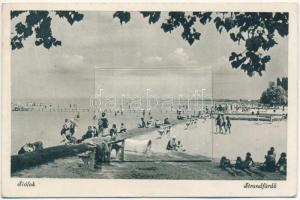 1948. Siófok, strandfürdő. leporello 10 kis képpel. A Londoni olimpiai faluba címezve James Somogyinak + "LÉGIPOSTA PAR AVION"