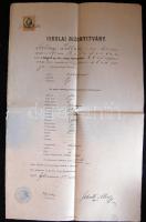 1884 Böhm Károly író, filozófus az MTA tagjának aláírása nagyalakú bizonyítványon