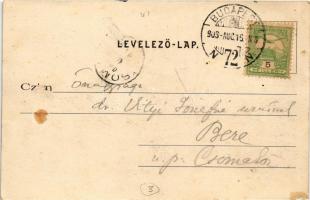 1903 Budapest VI. Oktogon tér, Kömlödi Jakab, Ernyei Lajos és Sokulski üzlete, cukrászda. Divald Kár...