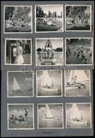 1938 Siófok, siófoki részletek, fürdőzők, vitorlázás, 24 db fotó albumlapokon, 6×6 cm
