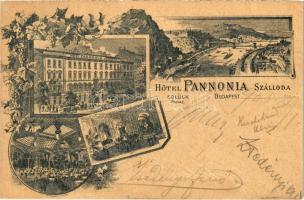 1905 Budapest VIII. Hotel Pannonia szálloda reklámlapja, belsők. Art Nouveau, floral