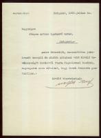 1928 Wolfner József könyvkiadó aláírt levele