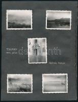 1942-1944 29 db feliratozott fotó albumlapokon: Gödöllő, kastély, faiskola, Vác, kirándulás, komp, Ő...