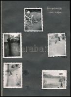 1942-1944 29 db feliratozott fotó albumlapokon: Gödöllő, kastély, faiskola, Vác, kirándulás, komp, Ő...