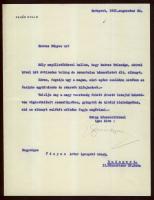 1931 Fehér Gyula a Nemzeti Színház tagjának aláírt levele