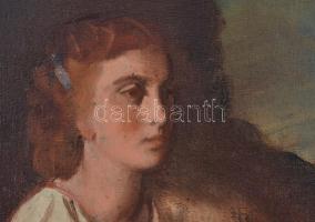 Szüle Péter (1886-1944): Hölgy portréja. Olaj, vászon, jelzett. Dublírozott. Dekoratív fakeretben, 8...