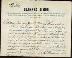 1871 Simor János papírján Márkus Gyula későbbi választott püspök aláírása