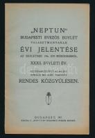 1917 A Neptun Budapesti Evezős Egylet évi jelentése. 16 p + 1 kihajtható tábla