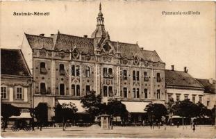 1921 Szatmárnémeti, Satu Mare; Pannonia szálloda, üzlet. Vasúti levelezőlapárusítás 620. / hotel, shops