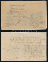 1816-1817 3 db német és latin nyelvű vers, kézirat, XVIII-XIX. századi metszetek hátoldalára írva
