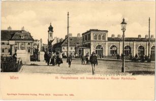 Wien, Vienna, Bécs III. Hauptstrasse mit Invalidenhaus und Neuer Markthalle / main streetn, market hall. Sperling's Postkarten Verlag No. 1064.