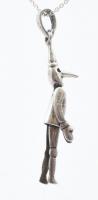 Ezüst(Ag) nyaklánc Pinokkio medállal, jelzett, h: 38 cm, nettó: 3,6 g
