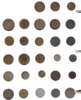 99db vegyes magyar és külföldi fémpénz gyűrűs mappába rendezve, közte Ausztria, Lengyelország, Szovj...