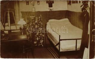 1915 Pola, Pula; Andreas Rudas hadnagy lakosztálya, belső / room of an Austro-Hungarian lieutenant, interior. photo + "K.u.K. Fest. Art. Baon Nr. 3. Ersatzkompagnie Zur Befördeung geeignet" (EK)