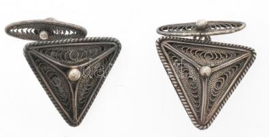 Ezüst(Ag) filigrán mandzsettagomb-pár, jelzett, nettó: 7,5 g