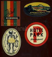 4 darab bőrönd címke, mint: Hotel Szabadság vagy Hotel Park