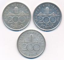 1992-1993. 200Ft Ag "MNB" (3x) T:1-,2 patina Adamo F13
