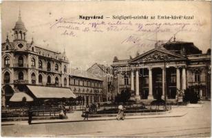1919 Nagyvárad, Oradea; Szigligeti színház az Emke kávéházzal, Adria biztosító. Vasúti levelezőlapárusítás 168. / theatre, cafe, insurance company (fl)