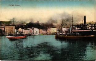 1912 Fiume, Rijeka; Porto / kikötő, gőzhajók / port with ships. W.L. Bp. 2710. 1911-14. Ad. Kirchhofer & Co.