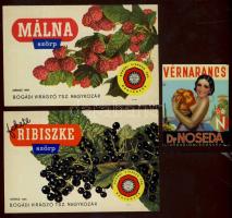 3 darab szörp címke