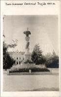 1917 Turnu Severin, Szörényvár; Denkmal Traján / Imperatului Traian, Palatul Municipal / statue, town hall. photo