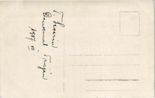 1917 Turnu Severin, Szörényvár; Denkmal Traján / Imperatului Traian, Palatul Municipal / statue, tow...