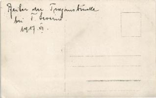 1917 Turnu Severin, Szörényvár; Pfeiter der Trajansbrücke / Traian bridge ruins. photo