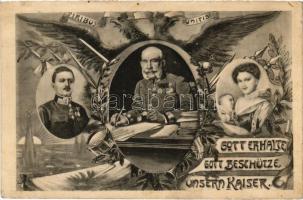 Gott erhalte Gott beschütze unsern Kaiser. Viribus Unitis / IV. Károly és Ferenc József, Zita / Charles I of Austria and Franz Jospeh, Art Nouveau propaganda