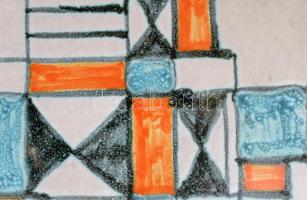 Retró, geometrikus dísz tányér, jelzés nélkül, kerámia, hibátlan, d: 19,5 cm