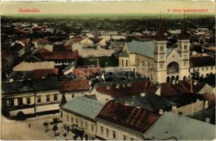 1915 Szabadka, Subotica; város madártávlatból, üzletek / street, shops (EK)
