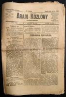 1916 Aradi Közlöny. Politikai napilap 1916. március 4. száma. Szerk.: Stauber József. Arad, Aradi Nyomda Rt., foltos, kissé szakadozott, 12 p.