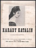 1969 Karády Katalin hangversenye. New York, Hunter College Assembly Hall, foltos, hajtott, 2 sztl. lev.