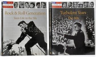 Our American Century, 2 volumes (2 kötet): Rock & Roll Generation - Teen Life in the 50s; Turbulent Years - The 60s. Alexandria (VA), 1998, Time-Life Books. Rendkívül gazdag képanyaggal illusztrálva. Angol nyelven. Kiadói kartonált papírkötés, kiadói papír védőborítóban.